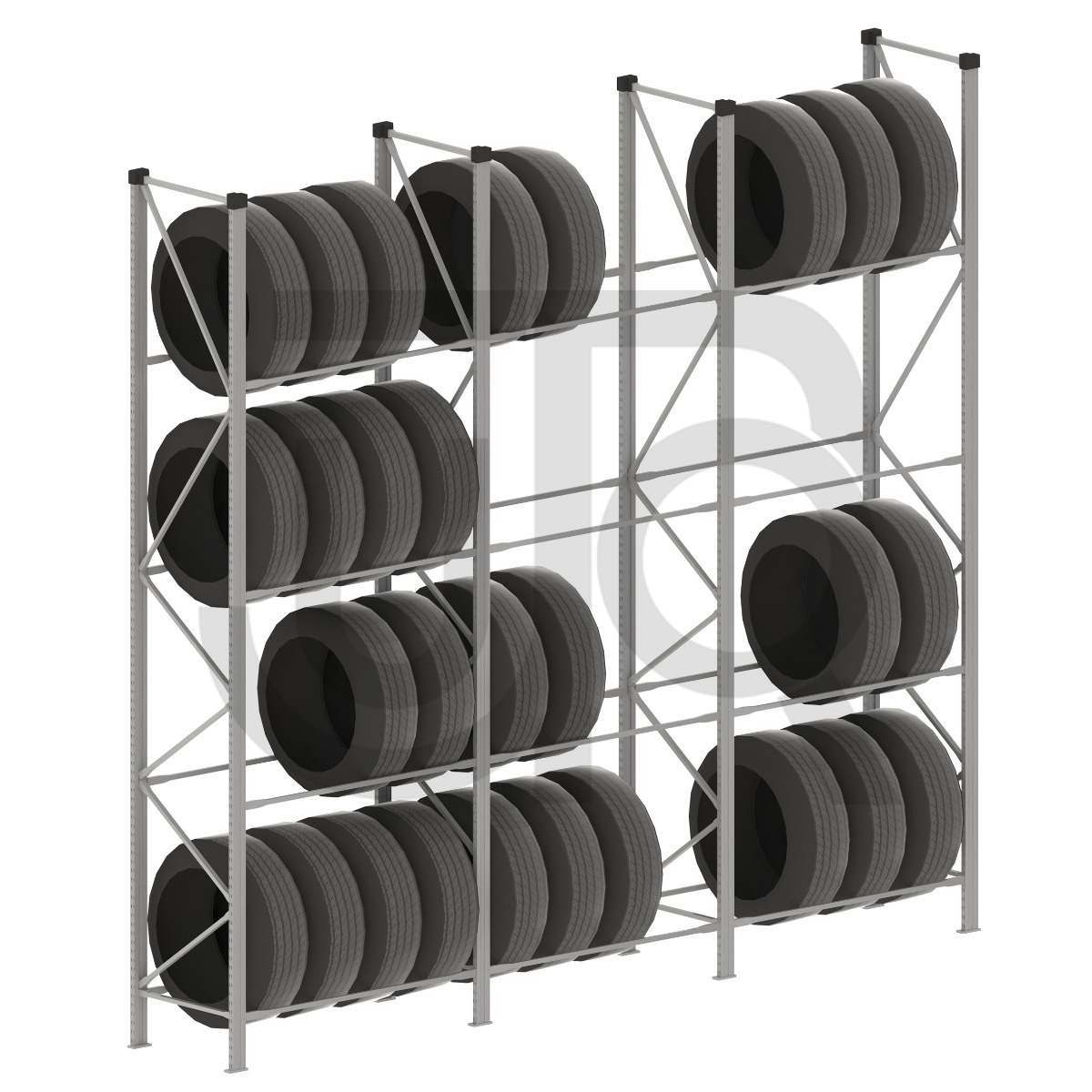 Verzinkte professionele bandenstelling H2500 x D400 x L2795mm
