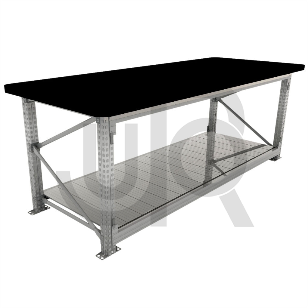 Werktafel verzinkt L2000xD900xH900, 28mm MDF werkblad incl. extra legbord-0