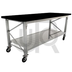 Verrijdbare werktafel verzinkt L2000xD900xH900 28mm MDF werkblad incl. extra legbord-0