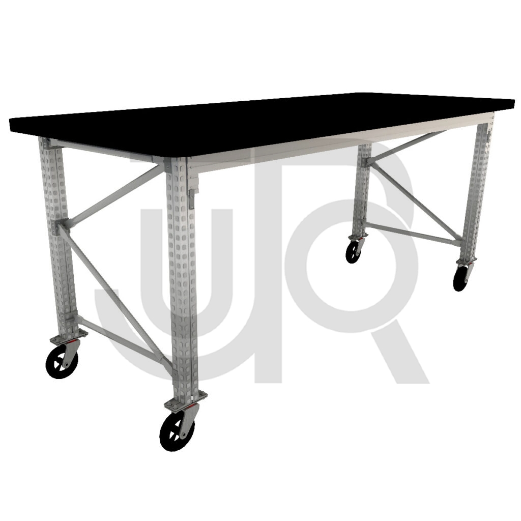 Verrijdbare werktafel verzinkt L2000xD900xH900 28mm MDF werkblad-0