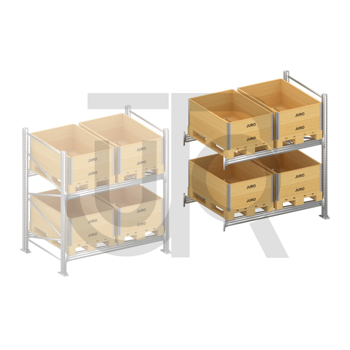 Palletstelling H2000 x D1100, liggers 106/3 | aanbouwset vak 1800mm-0