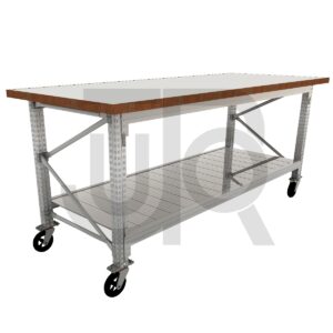 Verrijdbare werktafel verzinkt L2200xD800xH900 38mm C-DUR werkblad incl. extra legbord-0