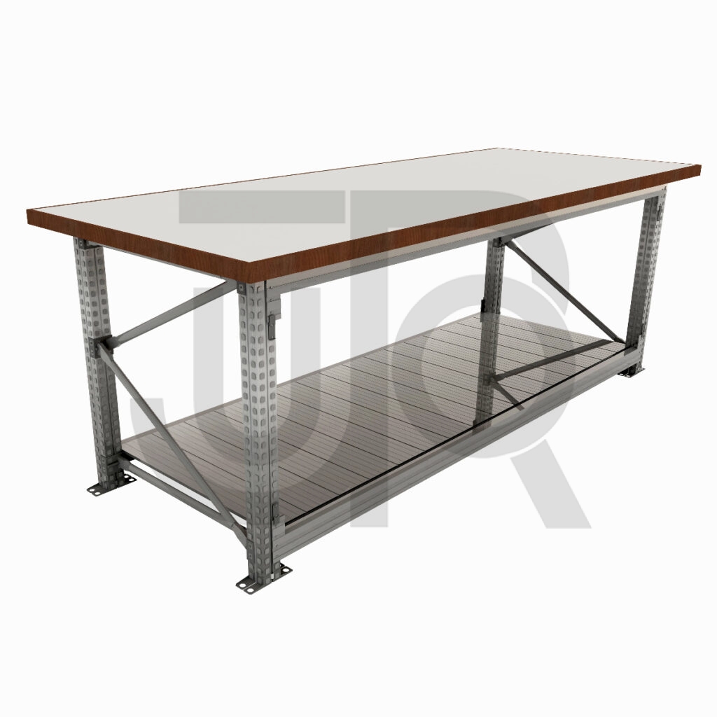 Werktafel verzinkt L2200xD800xH900, 38mm C-DUR werkblad incl. extra legbord-0