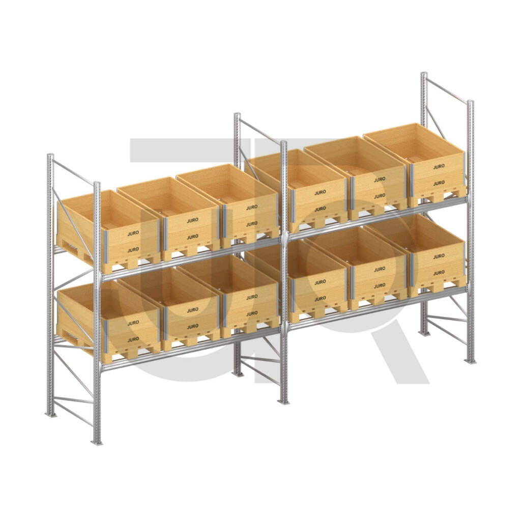 Verzinkte professionele palletstelling H3000 x L5670mm met verzinkte liggers