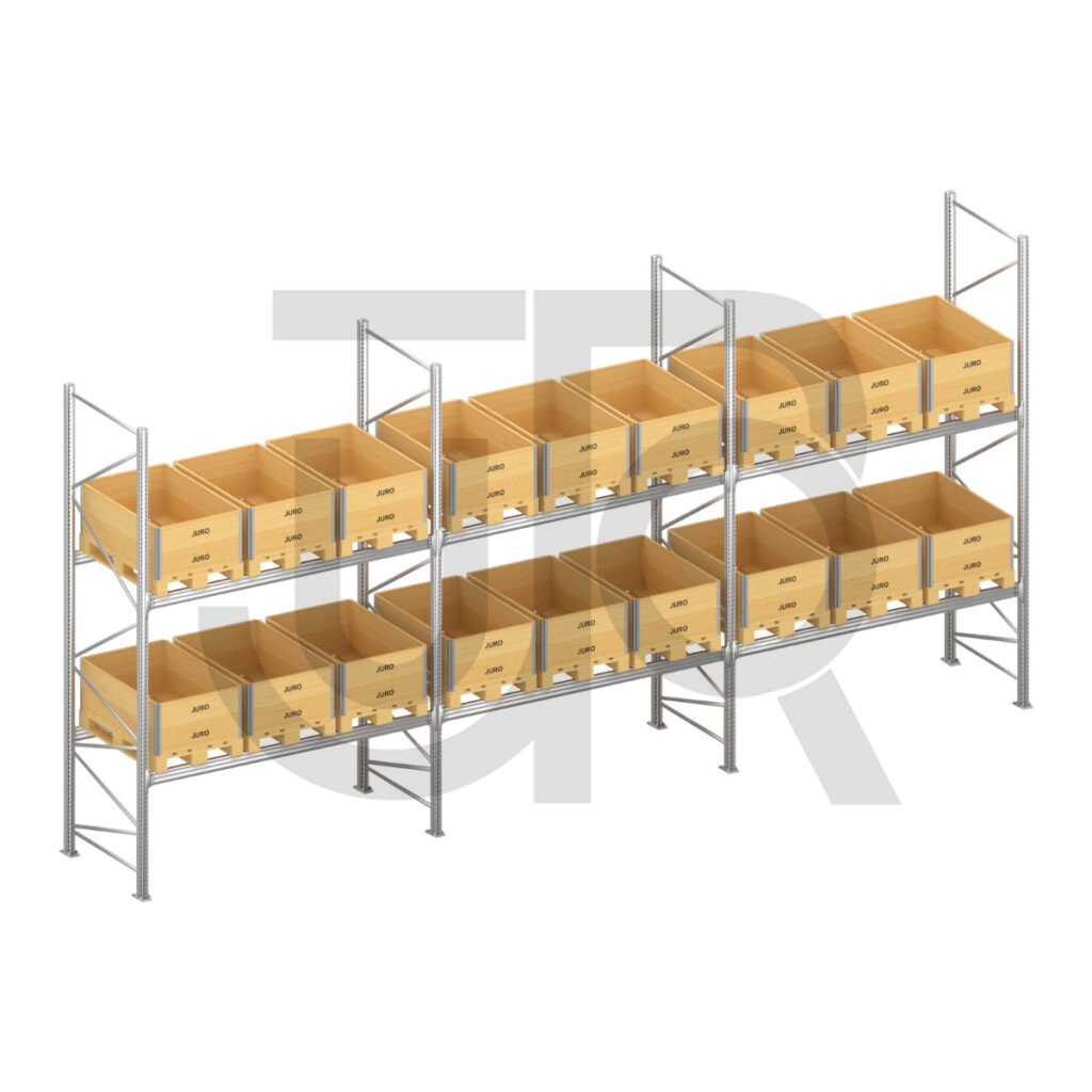 Verzinkte professionele palletstelling H3000 x L5670mm met verzinkte liggers