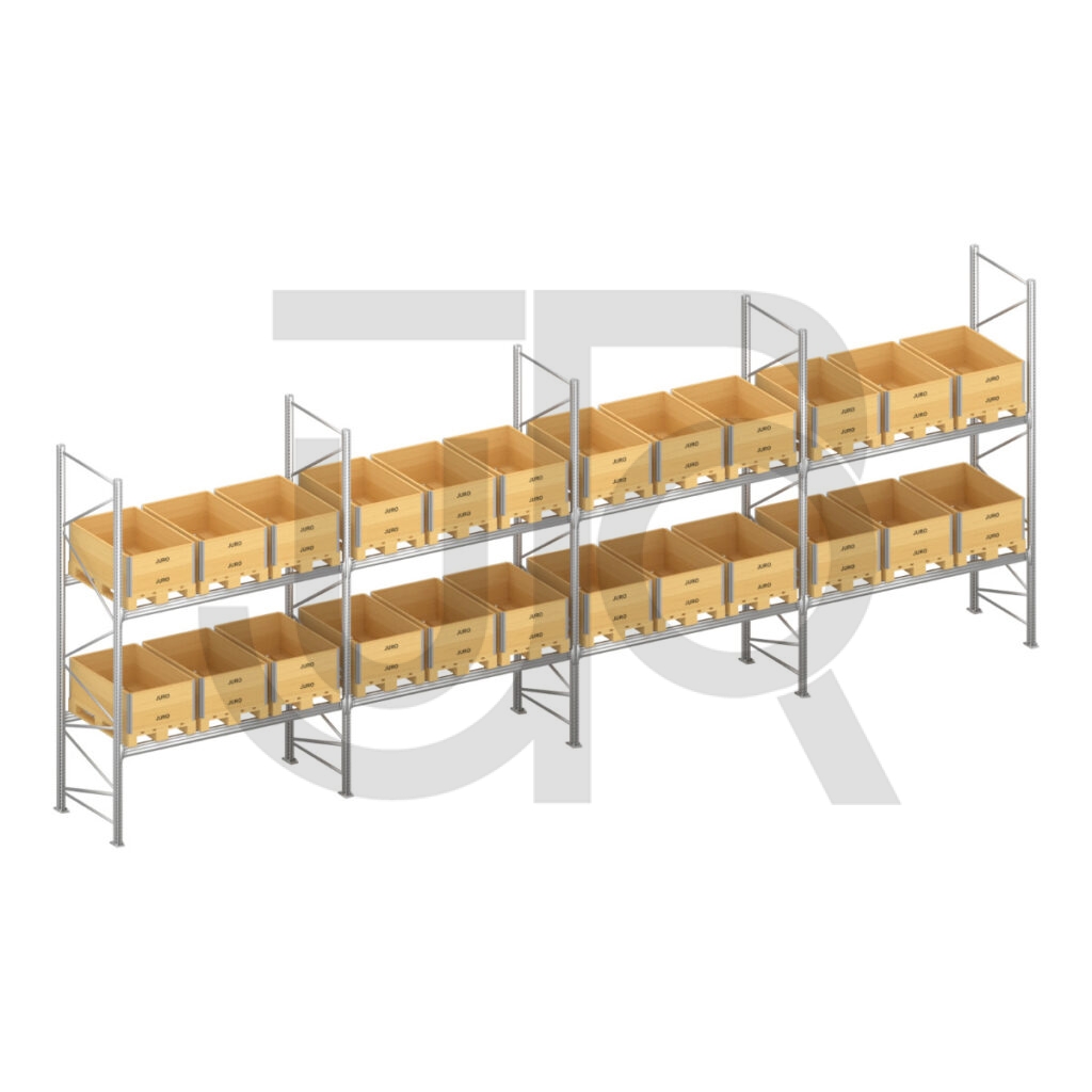 Verzinkte professionele palletstelling H3000 x L5670mm met verzinkte liggers