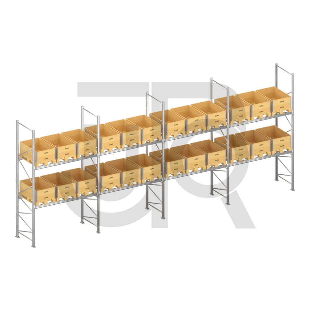 Verzinkte professionele palletstelling H3000 x L5670mm met verzinkte liggers