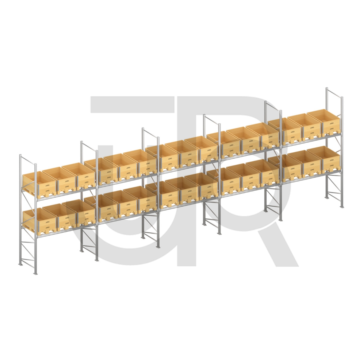 Verzinkte professionele palletstelling H3000 x L5670mm met verzinkte liggers