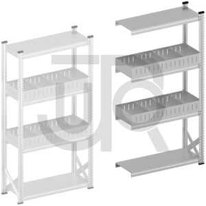 Vakkenstelling H1972 x D320 | aanbouwset vak 1050 mm | rechte opzetranden 100 mm-0