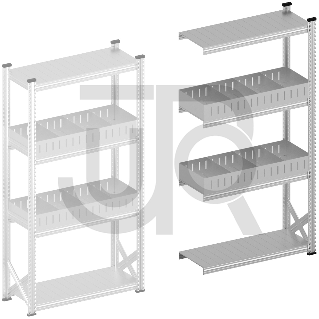 Vakkenstelling H1972 x D500 | aanbouwset vak 1050 mm | rechte opzetranden 100 mm-0