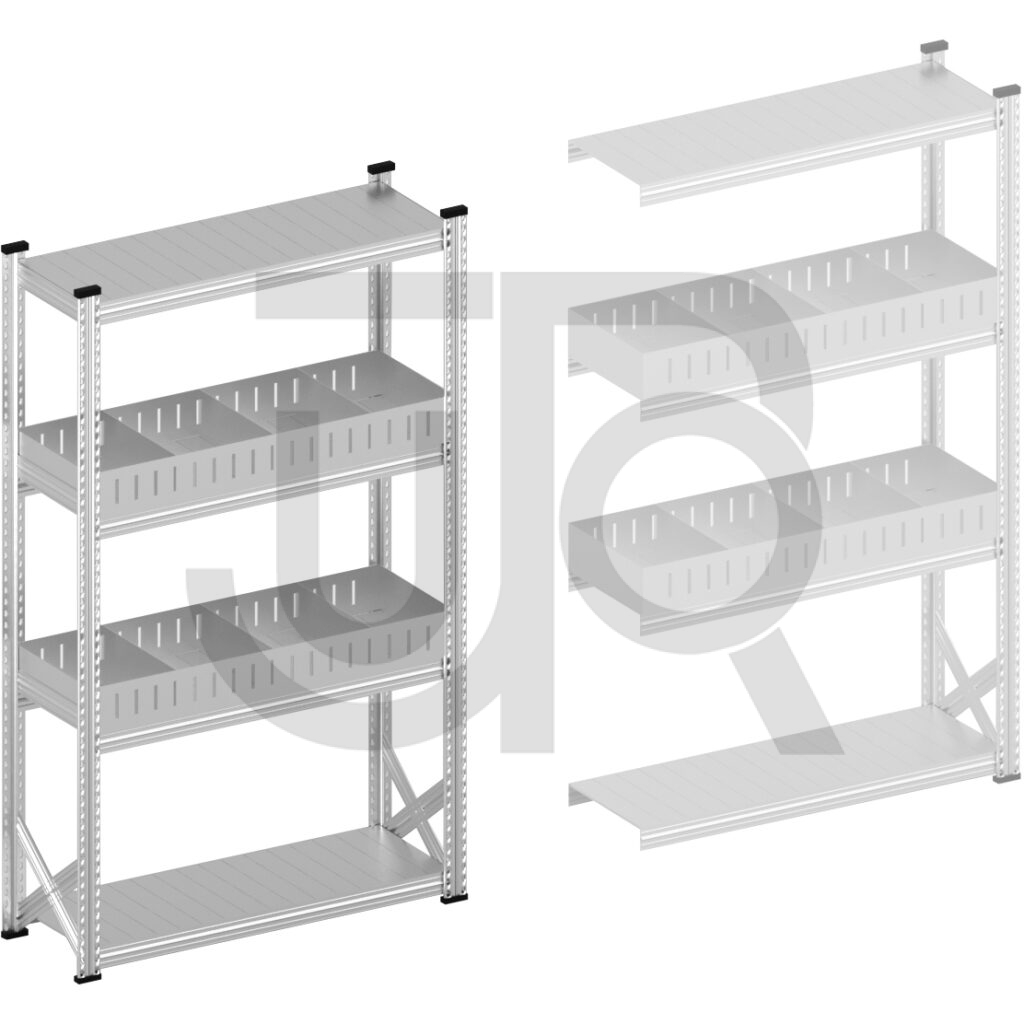 Vakkenstelling H1972 x D320 | startset vak 1200 mm | rechte opzetranden 100 mm-0