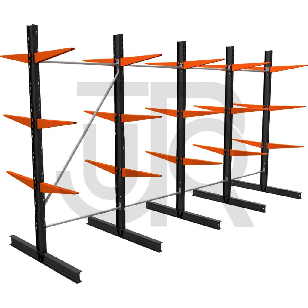 Dubbelzijdige draagarmstelling H2250 mm, 3 niveaus arm 600 mm | voordeelrij-0