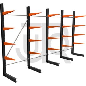 Enkelzijdige draagarmstelling H2250 mm, 4 niveaus arm 600 mm | voordeelrij-0