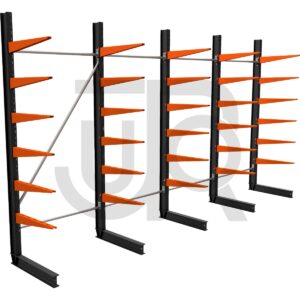 Enkelzijdige draagarmstelling H2250 mm, 6 niveaus arm 600 mm | voordeelrij-0