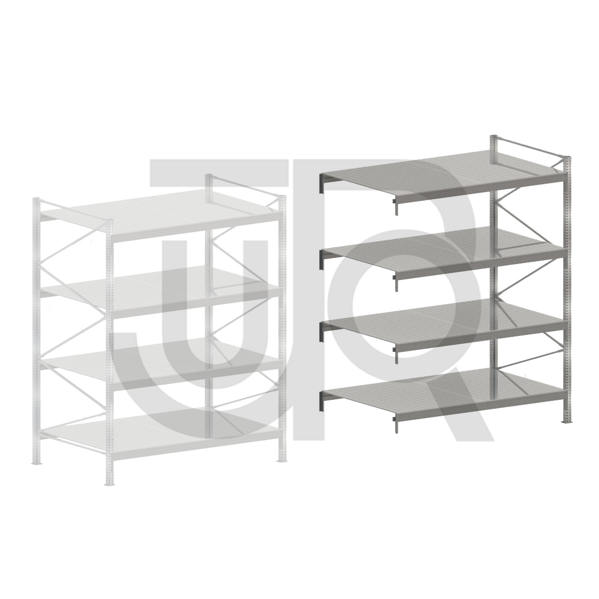 Zware grootvakstelling TS4 H2476 x D1200 | aanbouwset vak 1520 mm-0