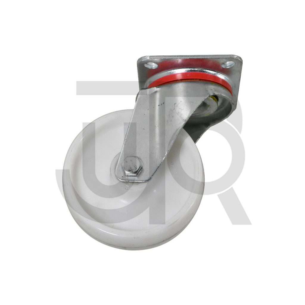 Zwenkwiel 150 mm, wit nylon met rollager, 300 Kg-0