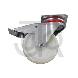 Geremd zwenkwiel 150 mm, wit nylon met rollager, 300 Kg-0