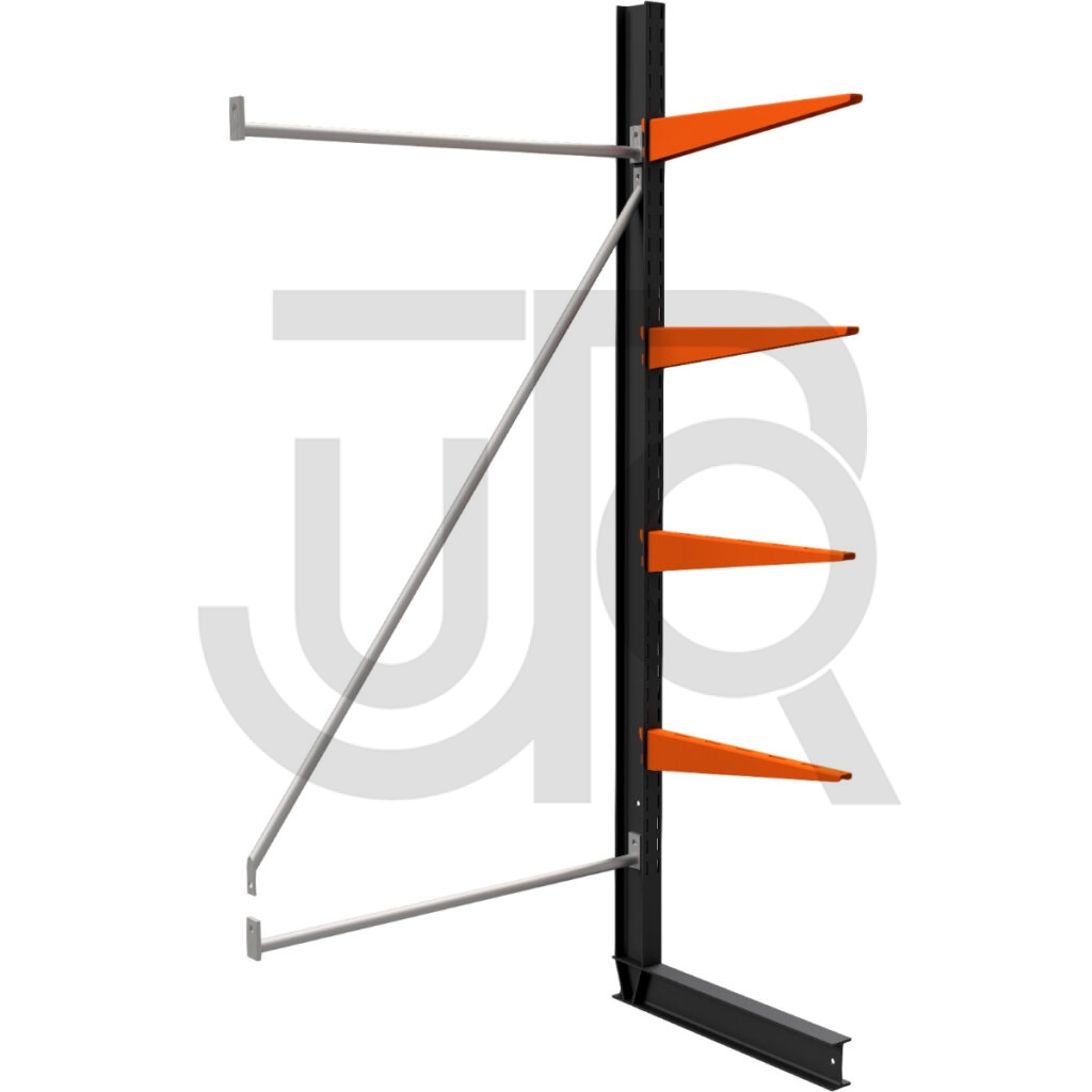 Enkelzijdige draagarmstelling H2250 mm, 4 niveaus arm 600 mm | aanbouwset-0