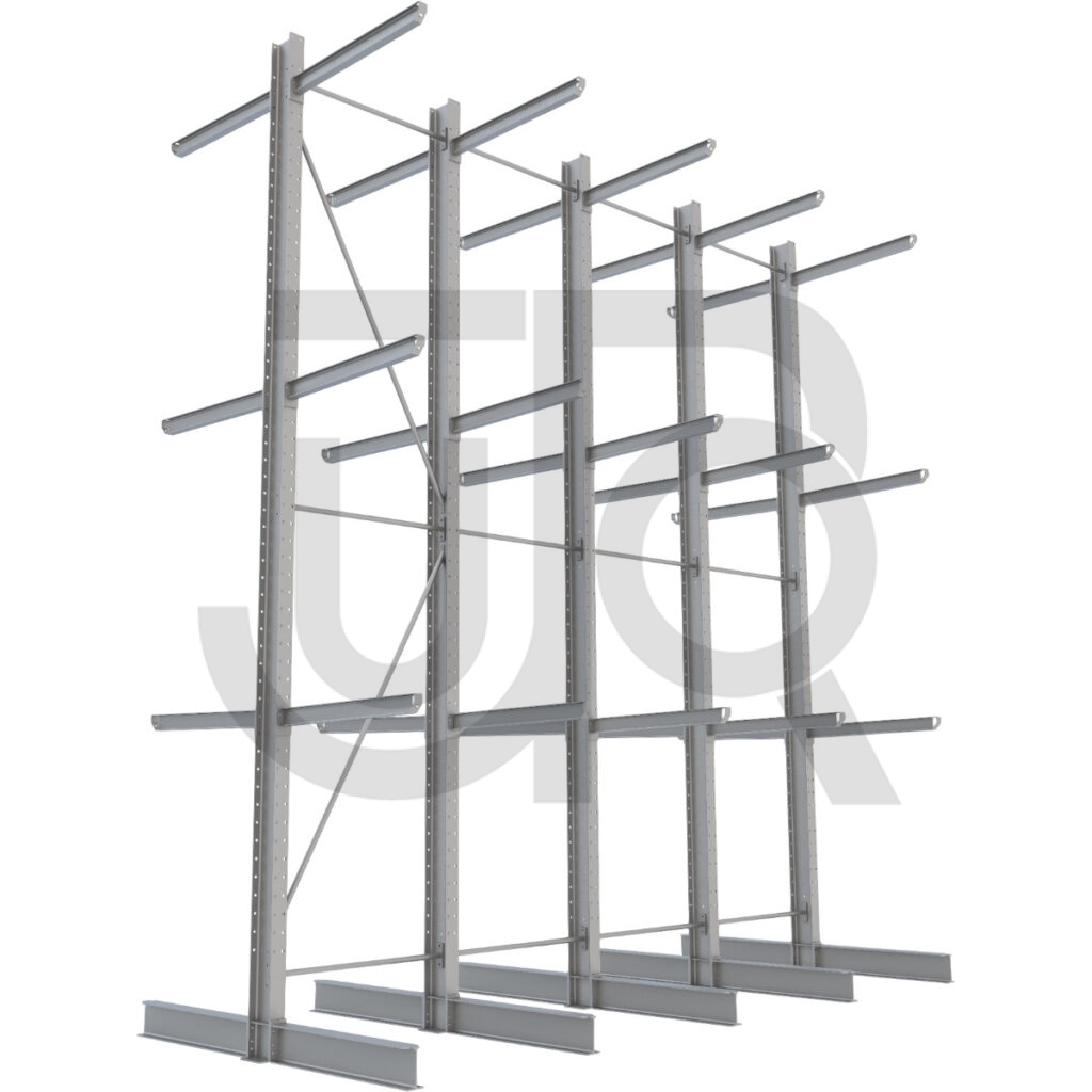 Dubbelzijdige draagarmstelling H6000 mm, 3 niveaus arm 1200 mm| voordeelrij-0