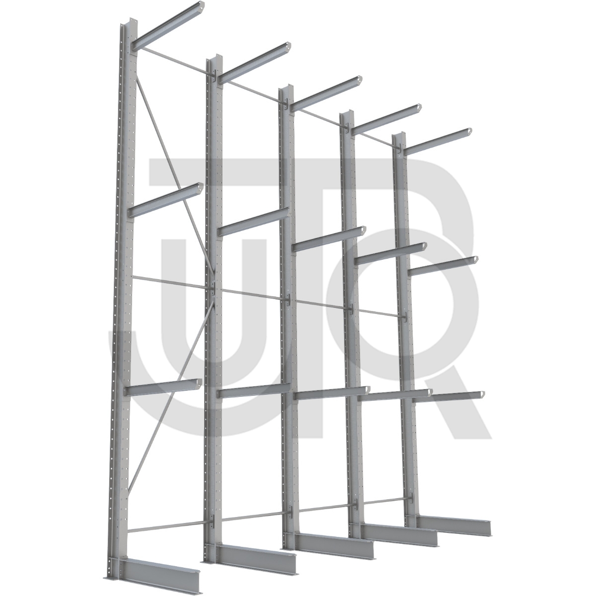 Enkelzijdige draagarmstelling H6000 mm, 3 niveaus arm 1200 mm| voordeelrij-0