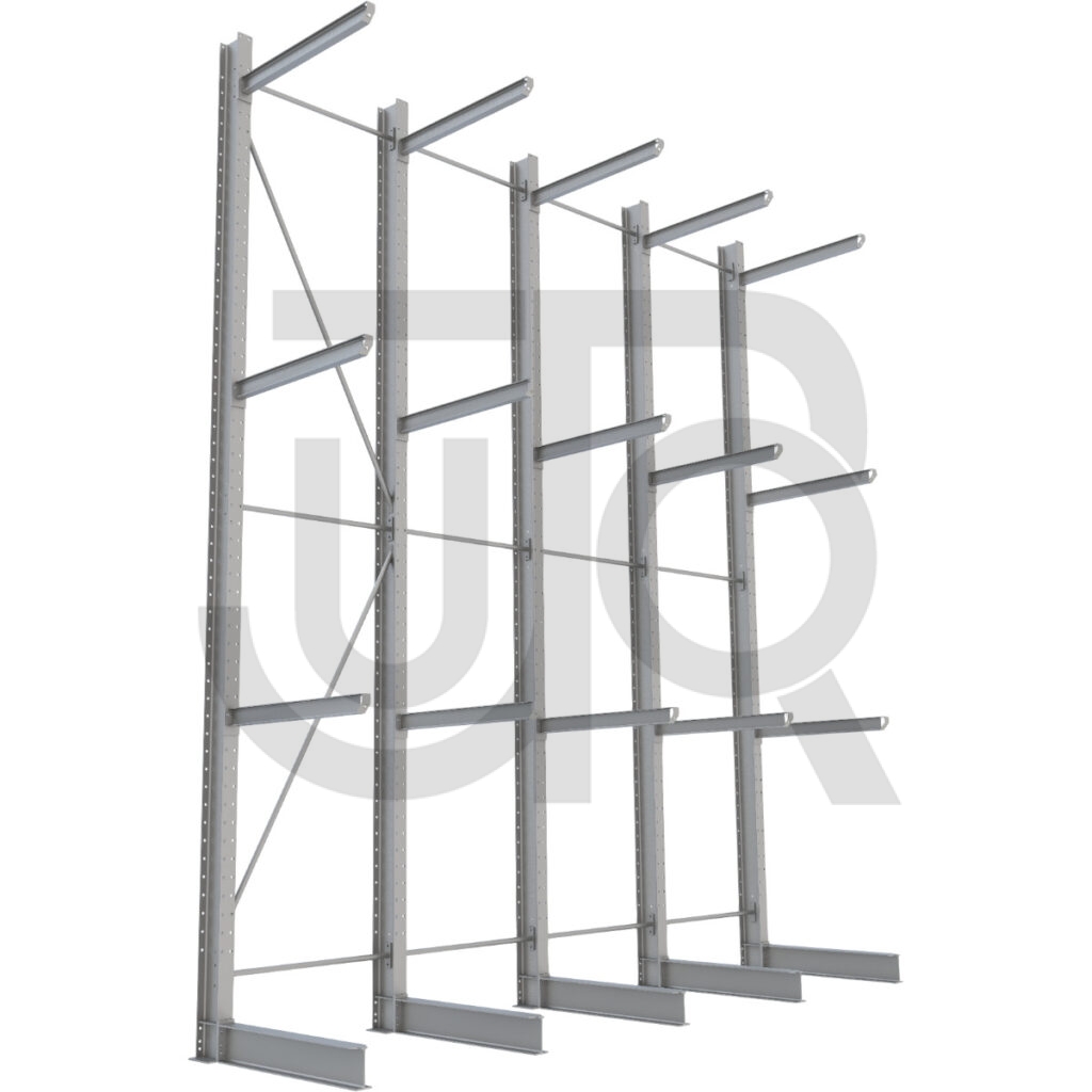 Enkelzijdige draagarmstelling H6000 mm, 3 niveaus arm 1000 mm| voordeelrij-0