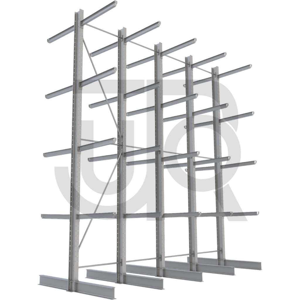 Dubbelzijdige draagarmstelling H6000 mm, 4 niveaus arm 1200 mm| voordeelrij-0