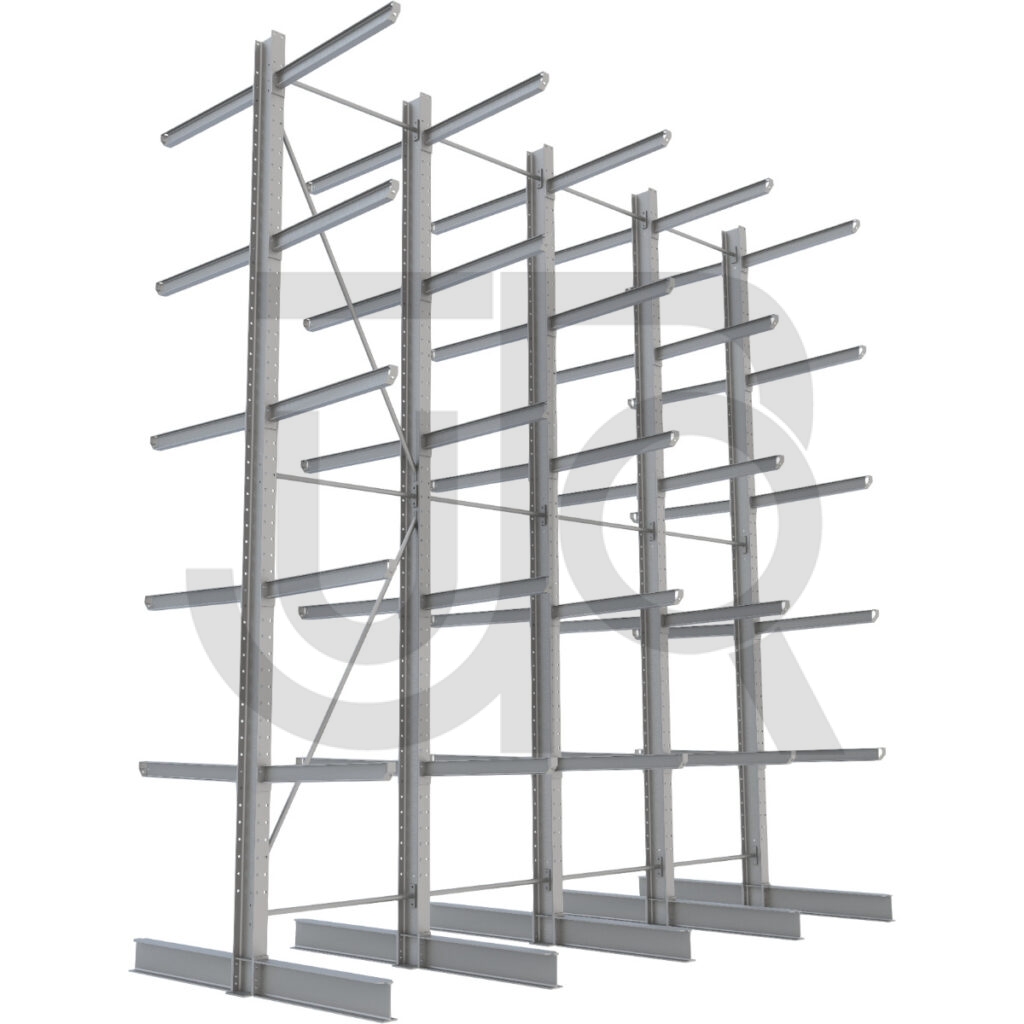 Dubbelzijdige draagarmstelling H6000 mm, 5 niveaus arm 1200 mm| voordeelrij-0