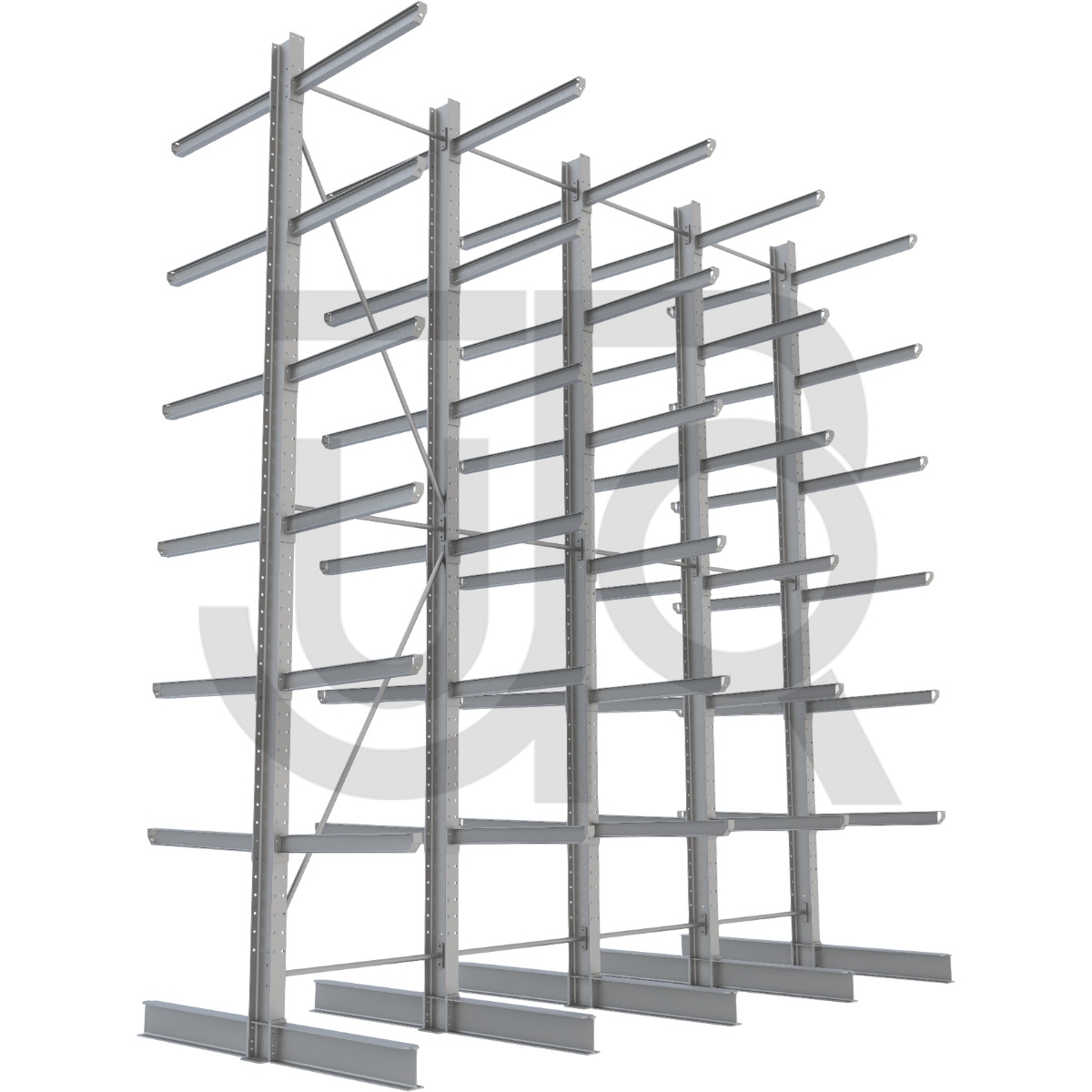 Dubbelzijdige draagarmstelling H6000 mm, 6 niveaus arm 1200 mm| voordeelrij-0