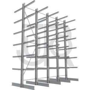 Dubbelzijdige draagarmstelling H6000 mm, 6 niveaus arm 1000 mm| voordeelrij-0