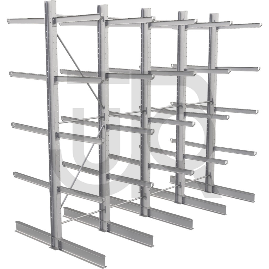 Dubbelzijdige draagarmstelling H4500 mm, 4 niveaus arm 1000 mm| voordeelrij-0