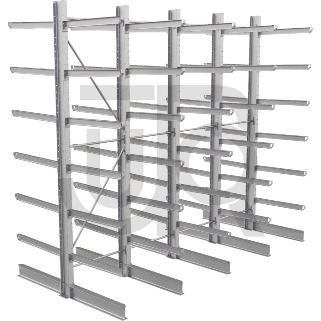 Dubbelzijdige draagarmstelling H4500 mm, 6 niveaus arm 1000 mm| voordeelrij-0