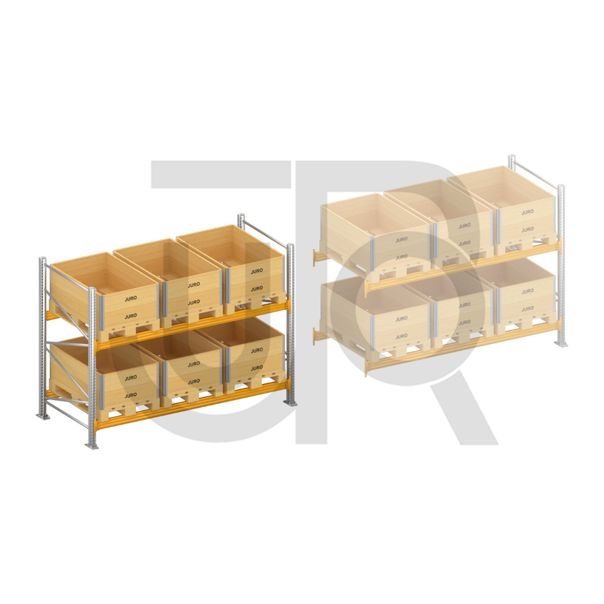 Palletstelling H2000 x D1100, liggers 106/4 geel | startset vak 2700 mm -0