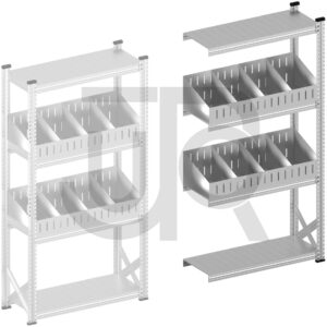 Vakkenstelling H1972 x D320 | aanbouwset vak 1050 mm | schuine opzetranden 100-200 mm-0