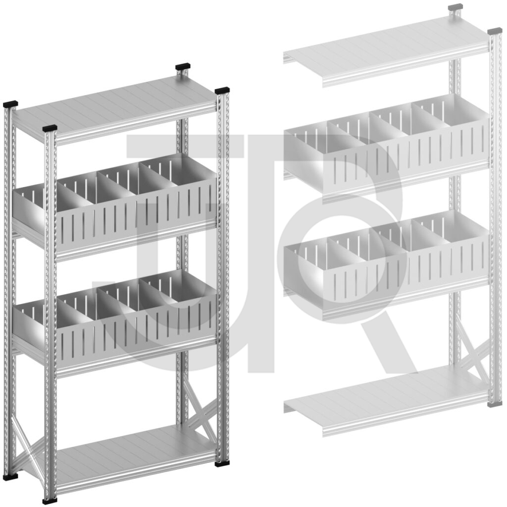 Vakkenstelling H1972 x D320 | startset vak 1050 mm | rechte opzetranden 200 mm-0