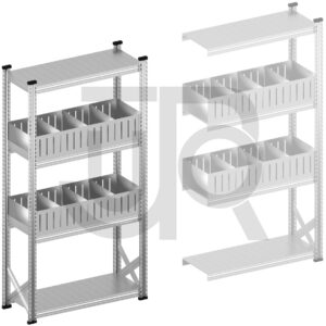 Vakkenstelling H1972 x D320 | startset vak 1050 mm | rechte opzetranden 200 mm-0