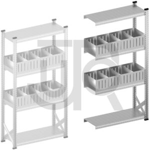 Vakkenstelling H1972 x D320 | aanbouwset vak 1050 mm | rechte opzetranden 200 mm-0