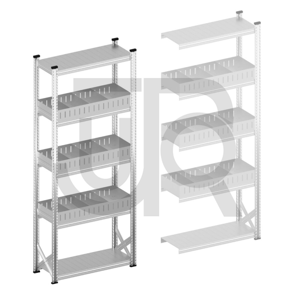 Vakkenstelling H2500 x D320 | startset vak 1050 mm | rechte opzetranden 100 mm-0