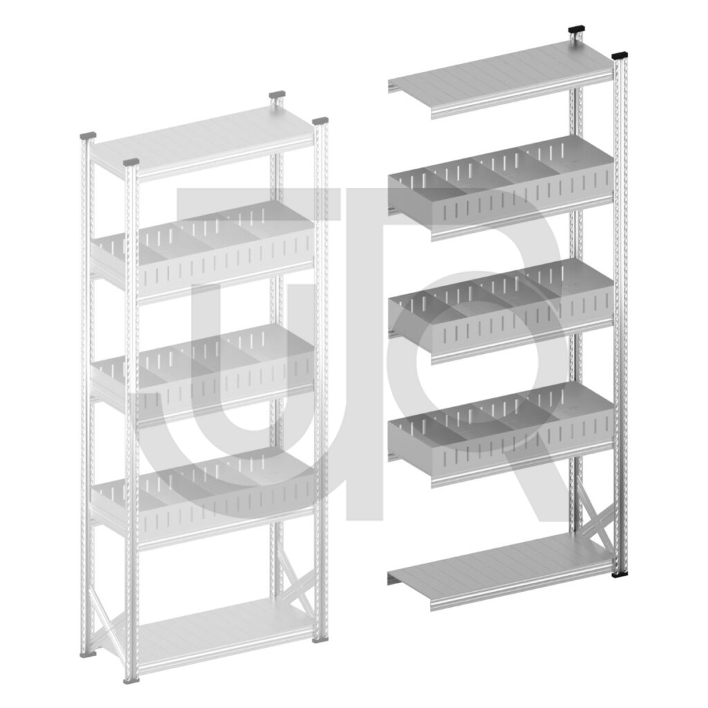 Vakkenstelling H2500 x D400 | aanbouwset vak 1050 mm | rechte opzetranden 100 mm-0
