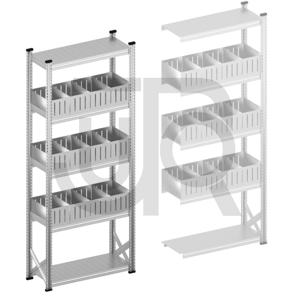 Vakkenstelling H2500 x D400 | startset vak 900 mm | rechte opzetranden 200 mm-0