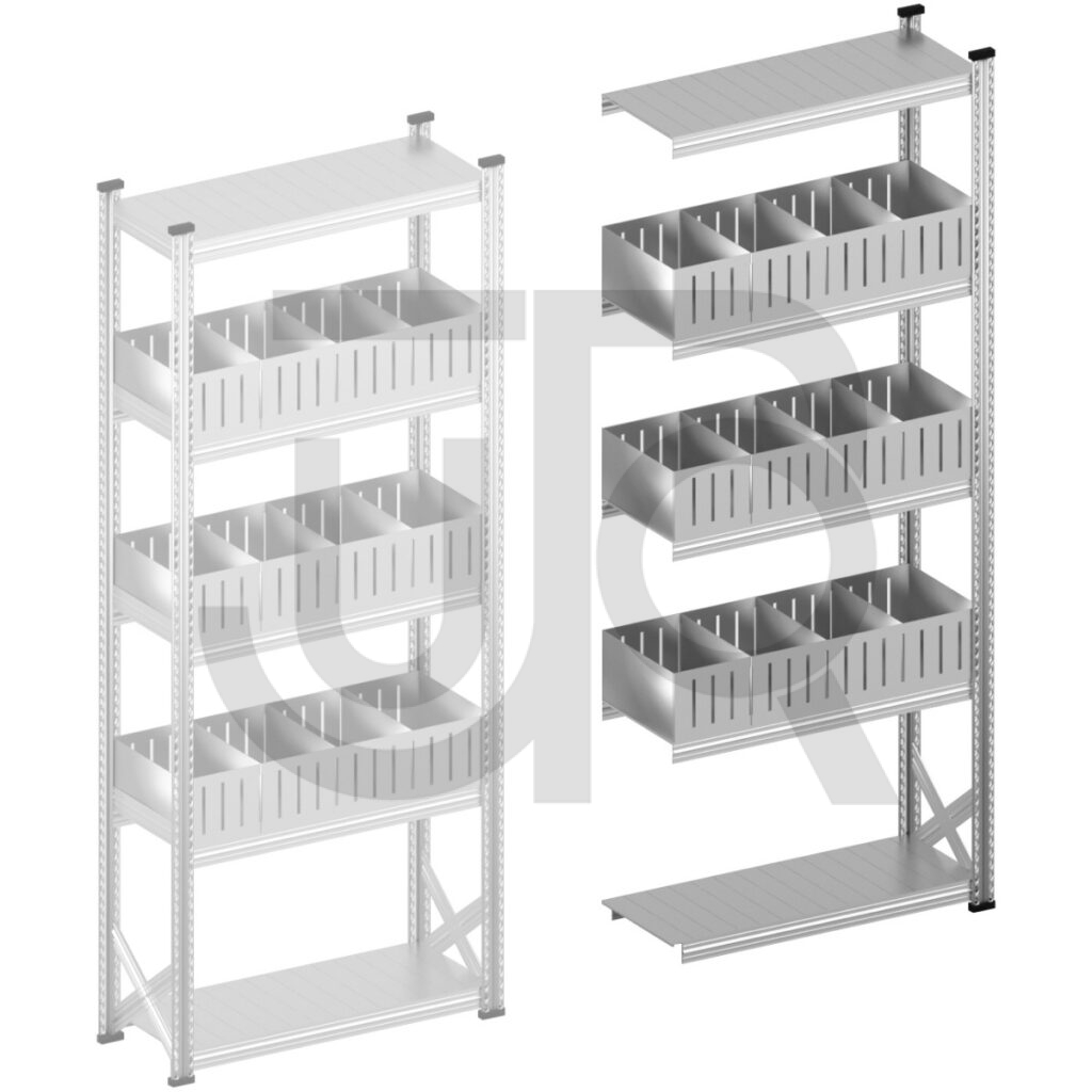 Vakkenstelling H2500 x D400 | aanbouwset vak 900 mm | rechte opzetranden 200 mm-0