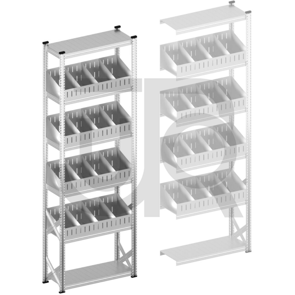 Vakkenstelling H3028 x D400 | startset vak 1050 mm | schuine opzetranden 100-200 mm-0