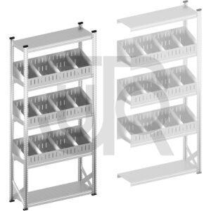 Vakkenstelling H2500 x D320 | startset vak 1200 mm | schuine opzetranden 100-200 mm-0