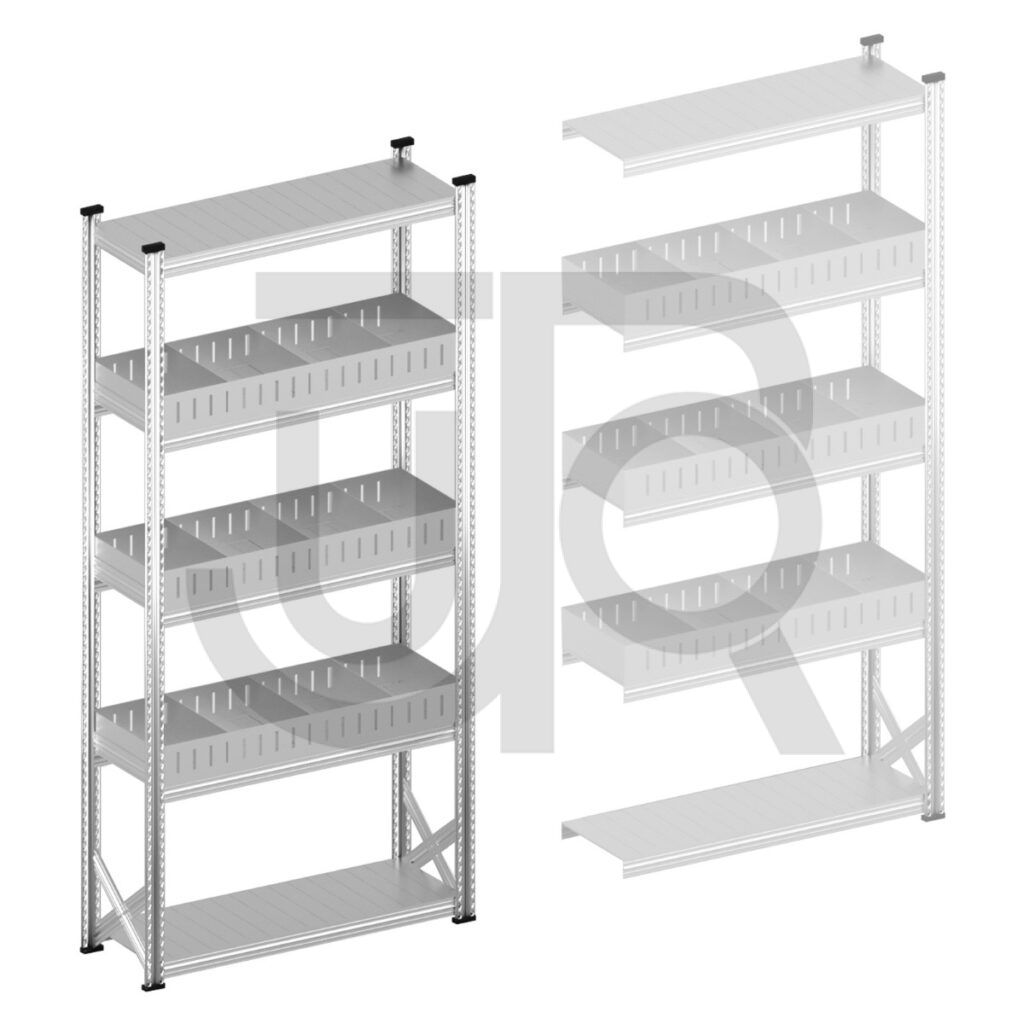 Vakkenstelling H2500 x D320 | startset vak 1200 mm | rechte opzetranden 100 mm-0