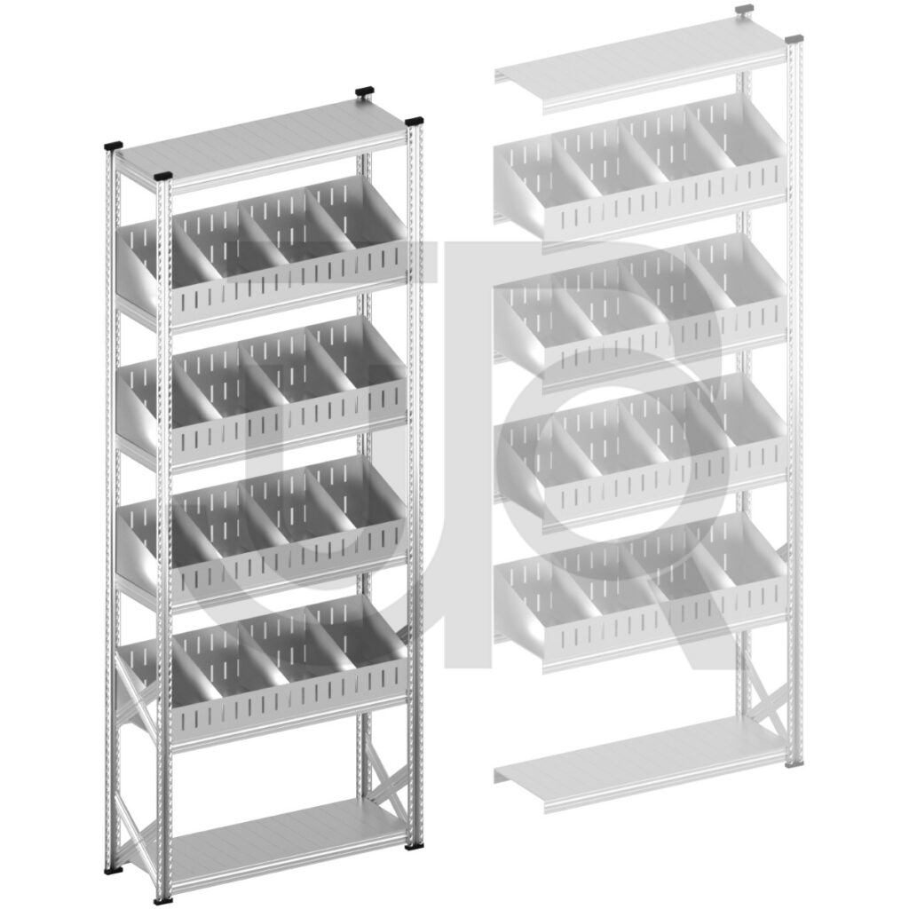 Vakkenstelling H3028 x D400 | startset vak 1200 mm | schuine opzetranden 100-200 mm-0