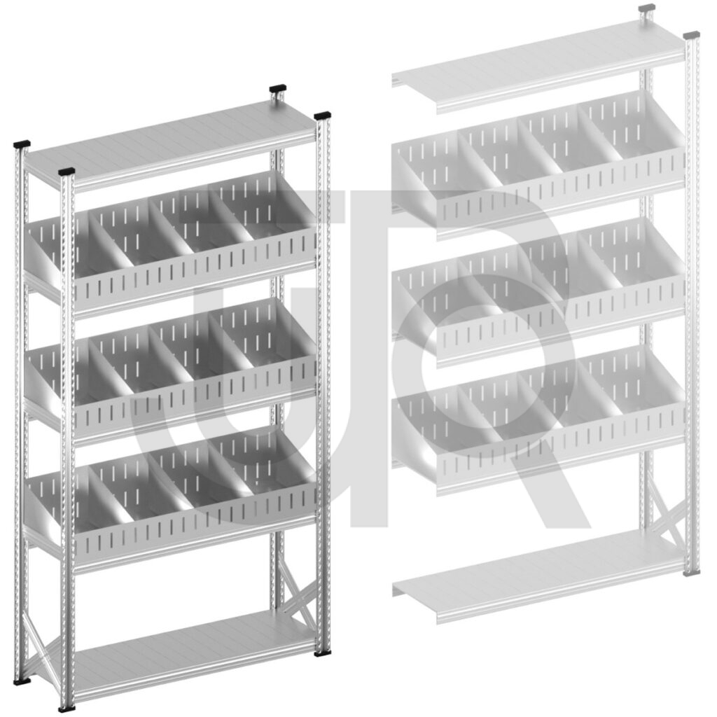 Vakkenstelling H2500 x D400 | startset vak 1350 mm | schuine opzetranden 100-200 mm-0