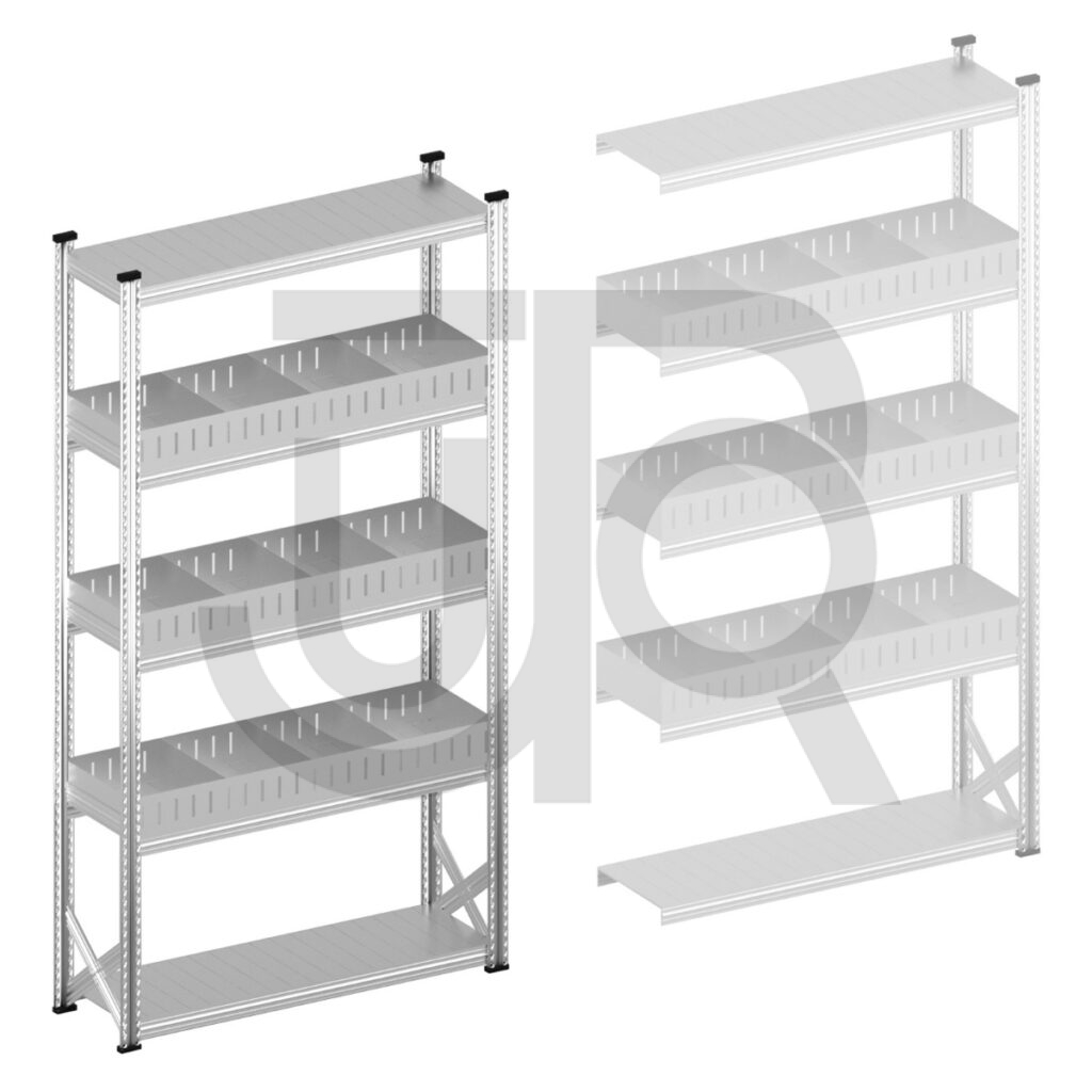 Vakkenstelling H2500 x D400 | startset vak 1350 mm | rechte opzetranden 100 mm-0