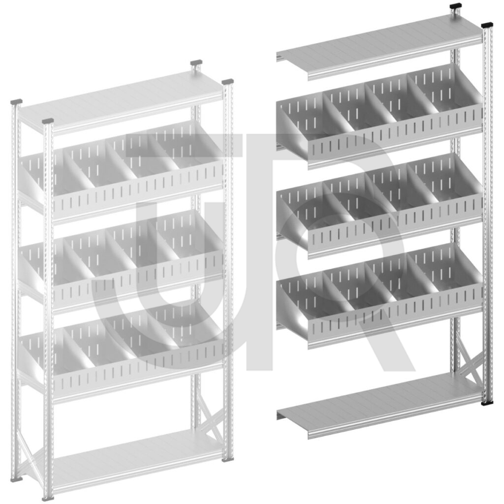 Vakkenstelling H2500 x D400 | aanbouwset vak 1350 mm | schuine opzetranden 100-200 mm-0