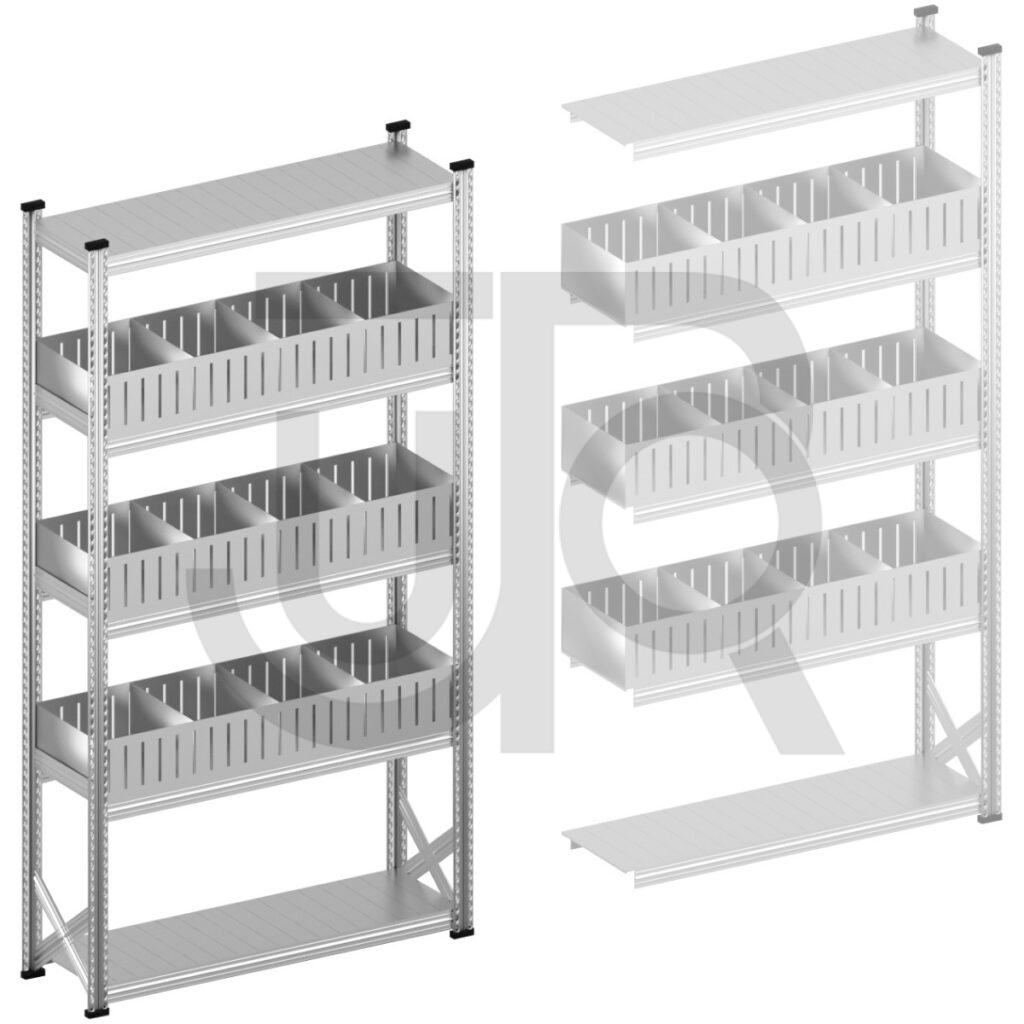 Vakkenstelling H2500 x D320 | startset vak 1350 mm | rechte opzetranden 200 mm-0