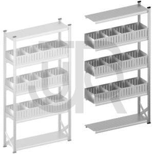 Vakkenstelling H2500 x D400 | aanbouwset vak 1350 mm | rechte opzetranden 200 mm-0