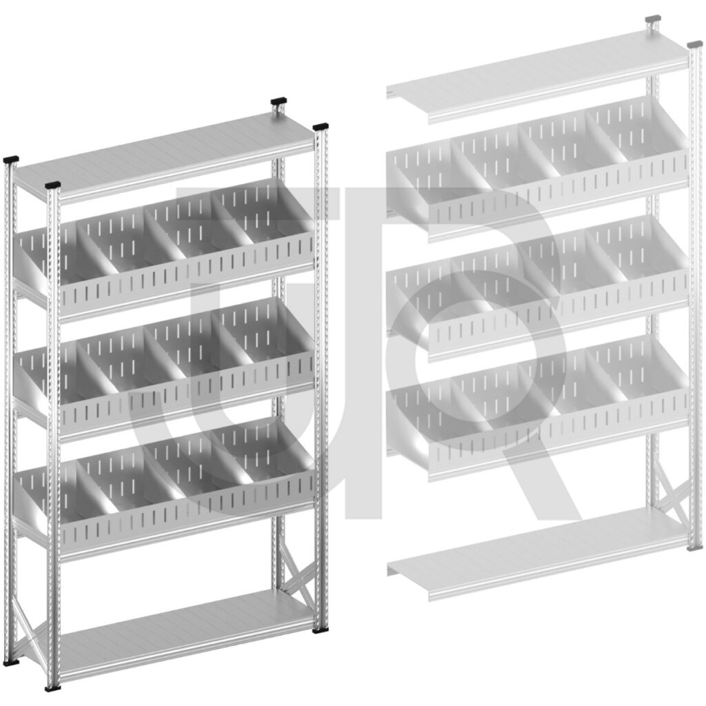 Vakkenstelling H2500 x D400 | startset vak 1500 mm | schuine opzetranden 100-200 mm-0